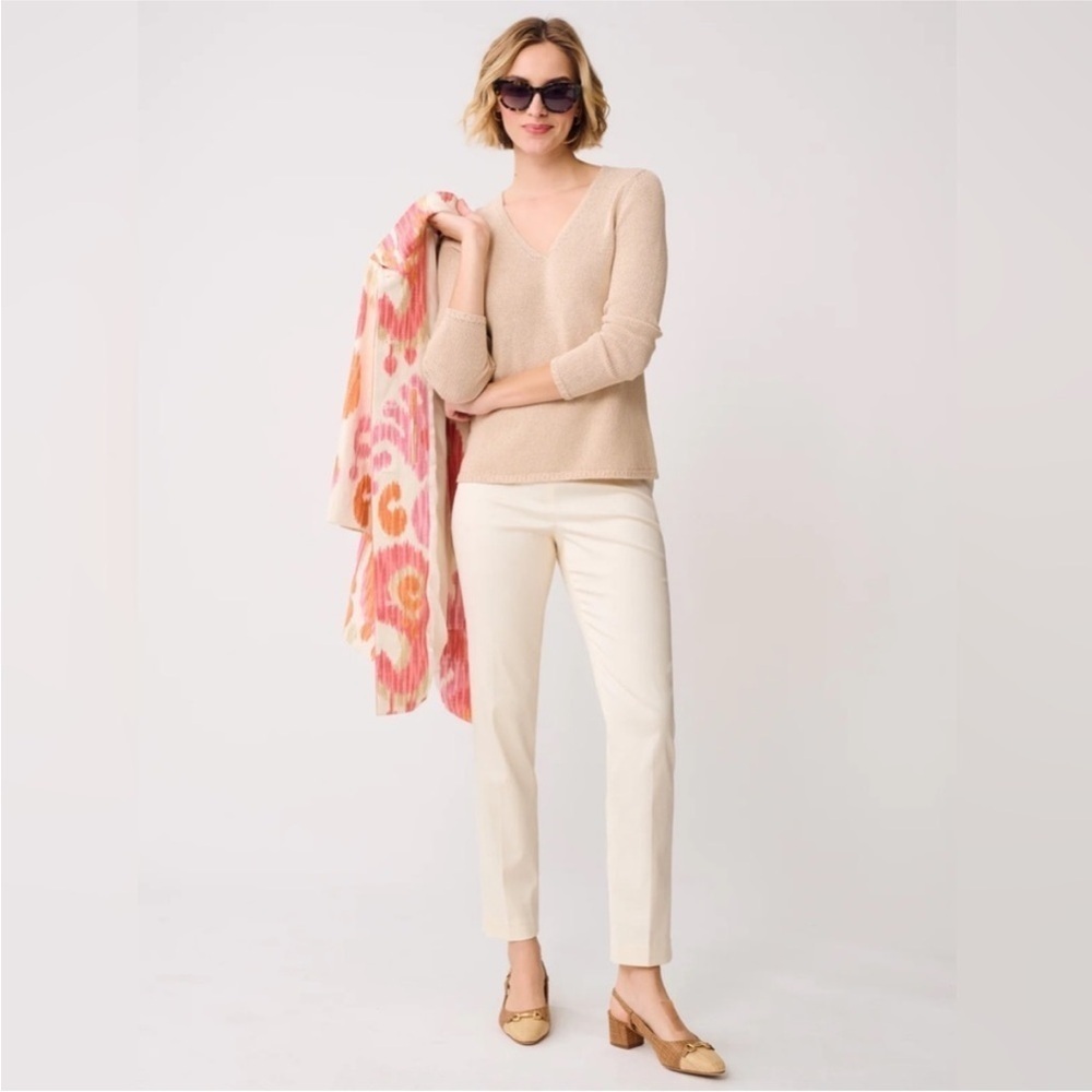 J. McLaughlin Knit Sweater V-Neck Beige Tan Oatmeal size small like new